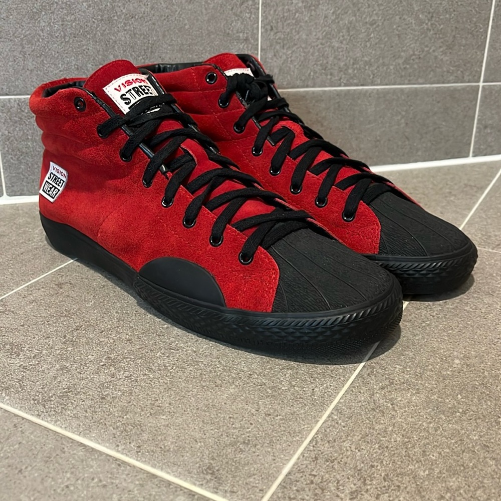 Vision Street Wear VSW Suede Hi skate skateboard shoes sneakers red Mens Size 13